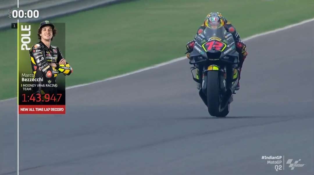 Marco Bezzecchi cetak sejarah pole position MotoGP India, usai kualifikasi di Buddh