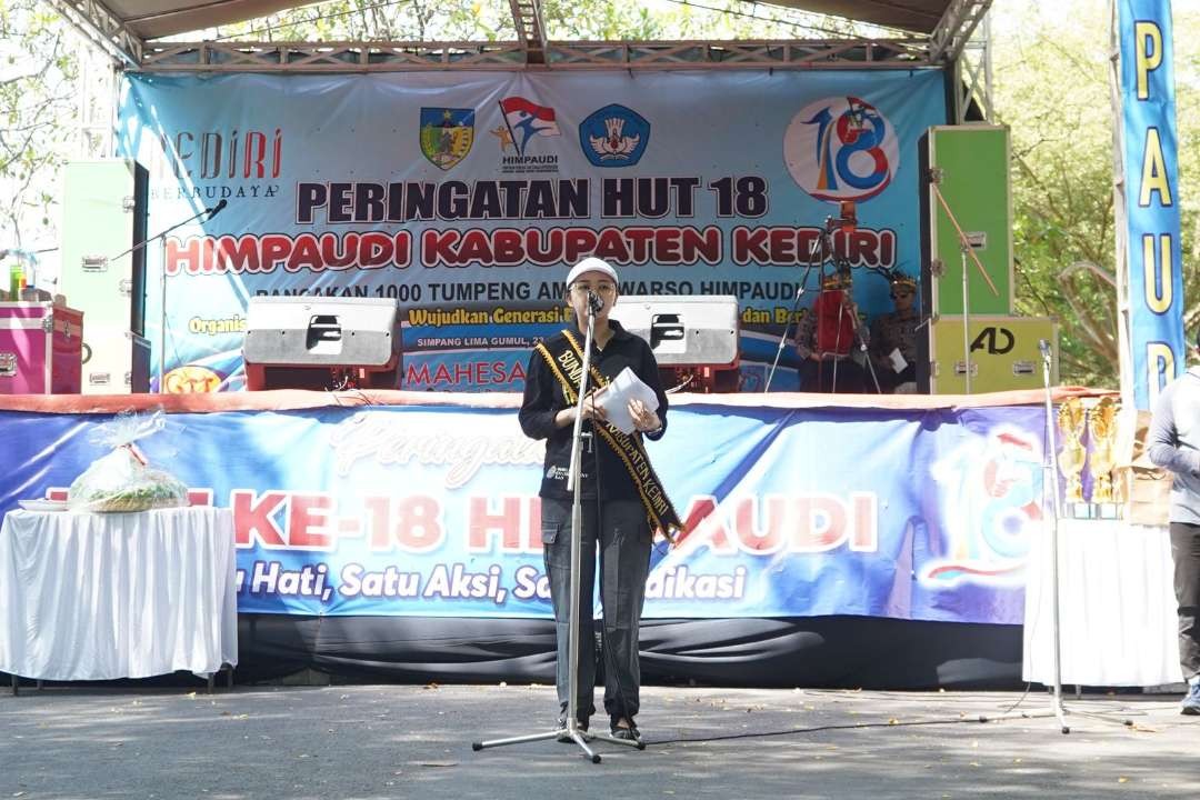 Bunda PAUD Kabupaten Kediri Eriani Annisa Hanindhito menyampaikan, pendidikan tingkat PAUD menjadi fondasi yang sangat penting dalam perkembangan anak. (Foto: Istimewa)