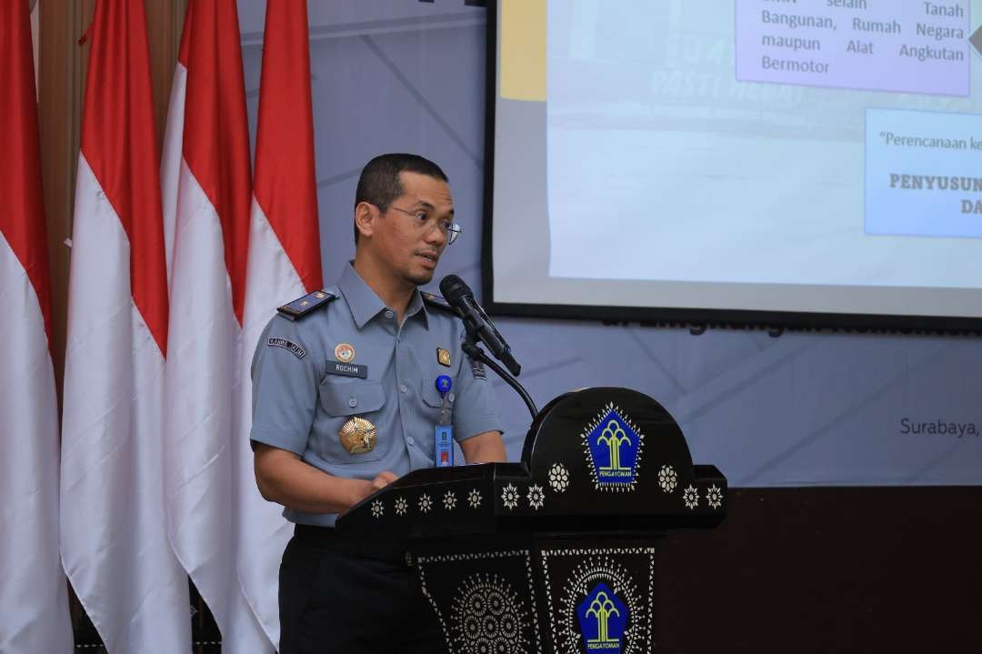 Plt Kakanwil Kemenkumham Jatim, Saefur Rochim mengajak jajaran untuk melakukan pengelolaan aset negara secara berkualitas. (Foto: Humas Kemenkumham Jatim)