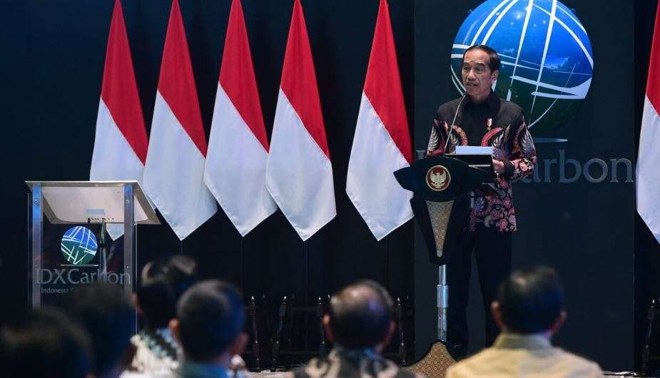 Presiden Jokowi resmi meluncurkan Bursa Karbon Indonesia di Main Hall Bursa Efek Indonesia (BEI), Jakarta, Selasa 26 September 2023. (Foto: presidenri.go.id)