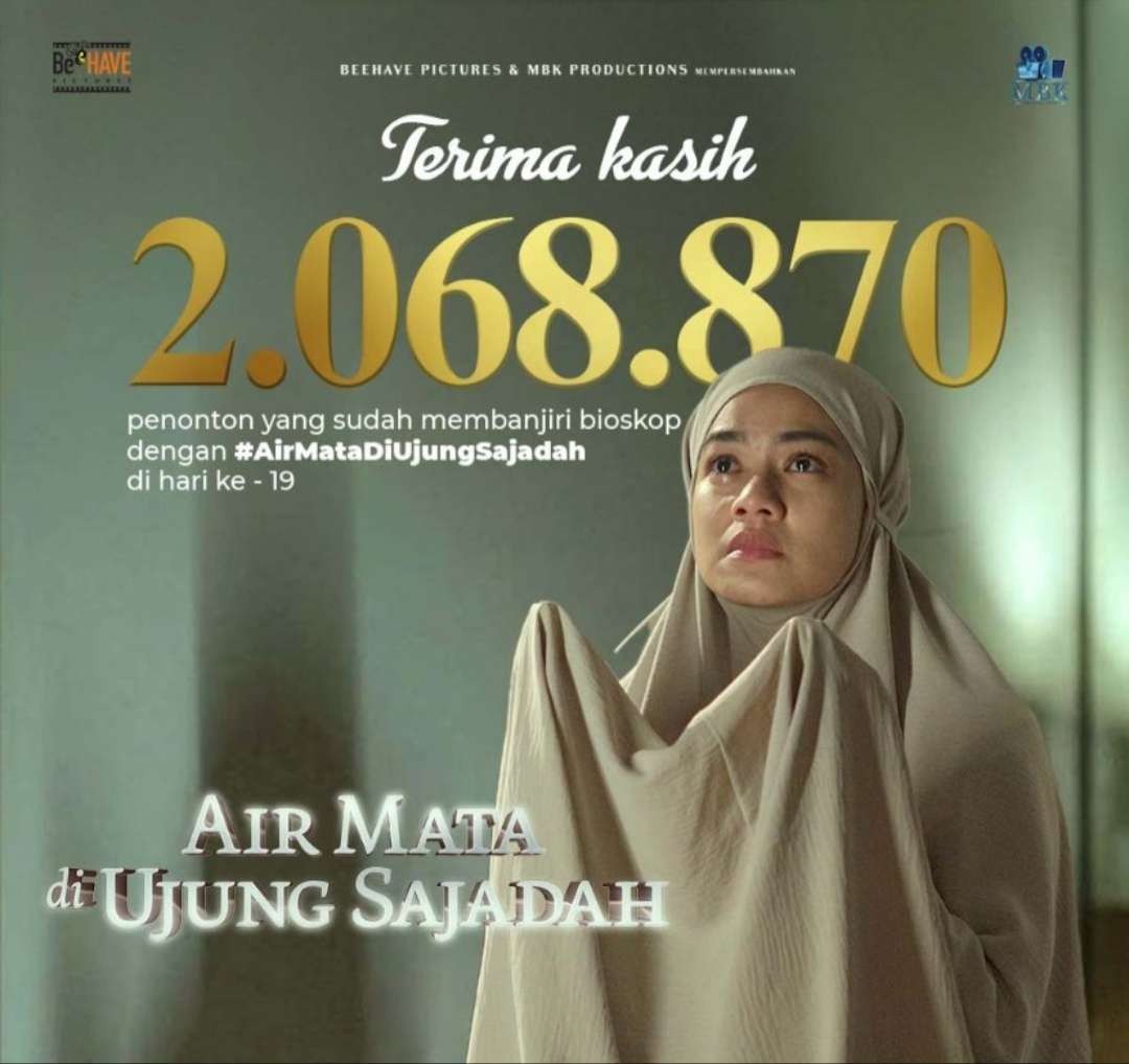 Film Air Mata di Ujung Sajadah tembus 2 jutaan penonton, 19 hari penayangan di bioskop Tanah Air. (Foto: Beehave Pictures)