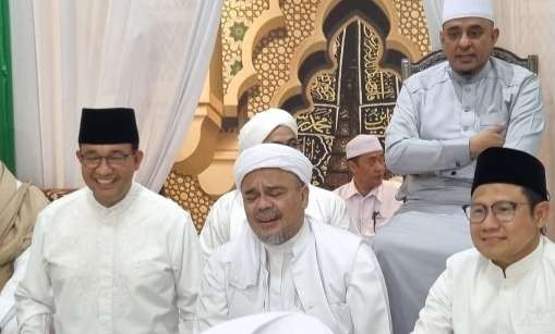 Bakal Capres Anies Baswedan beserta Bakal Cawapres Muhaimin Iskandar bersilaturahmi ke petinggi FPI Riziek Shihab ( foto: Istimewa)