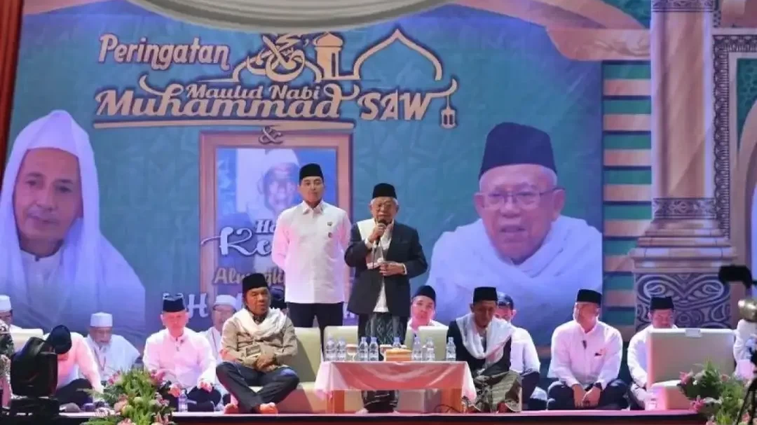 Wakil Presiden Ma’ruf Amin menghadiri peringatan Maulid Nabi Muhammad SAW dan Haul Ke-30 Al Maghfurlah KH Muhammad Amin (Abuya Amin). (Foto: Setwapres)