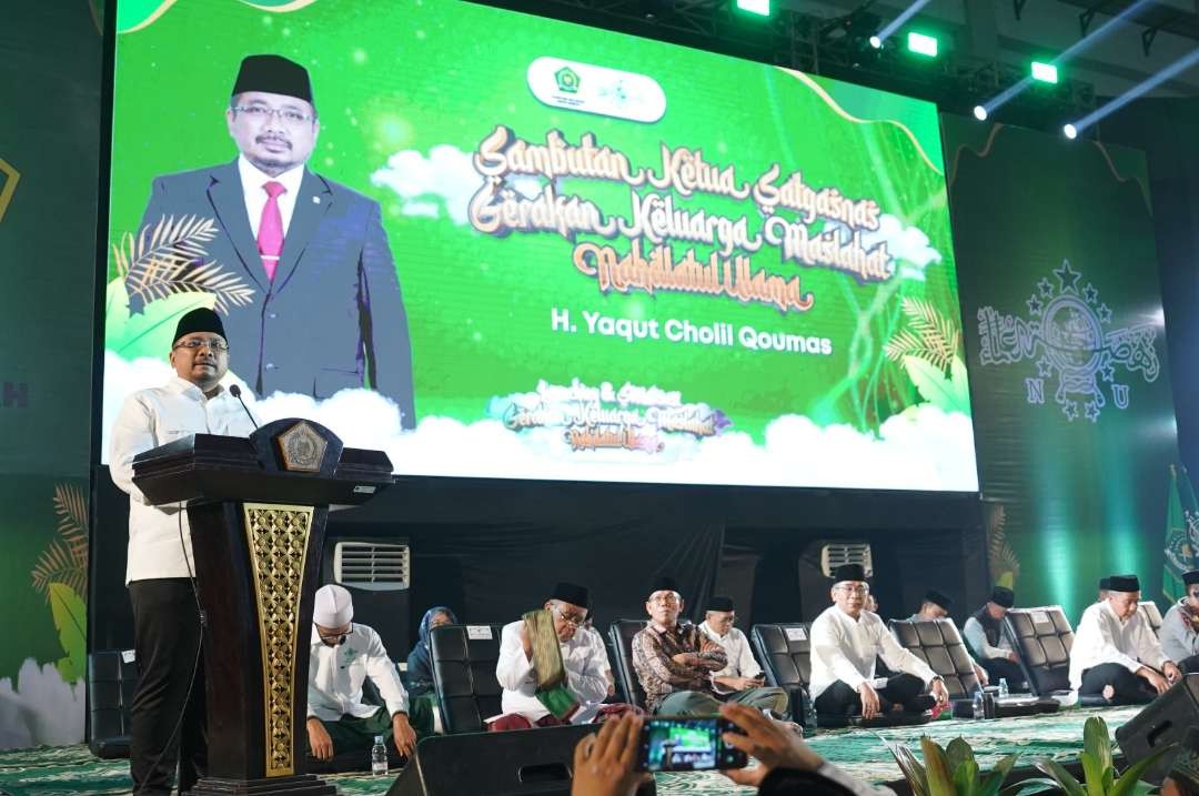 Menag Gus Yaqut meresmikan Gerakan Keluarga Maslahat Nahdlatul Ulama (GKMNU) Tingkat Provinsi Jawa Barat. (Foto: Istimewa)