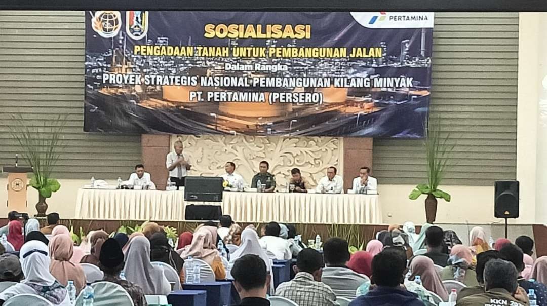 Sosialisasi pengadaan tanah untuk pembangunan jalan dalam rangka proyek strategis nasional kilang minyak PT. Pertamina (Persero) Rabu 4 Oktober 2023. (Foto: Istimewa)