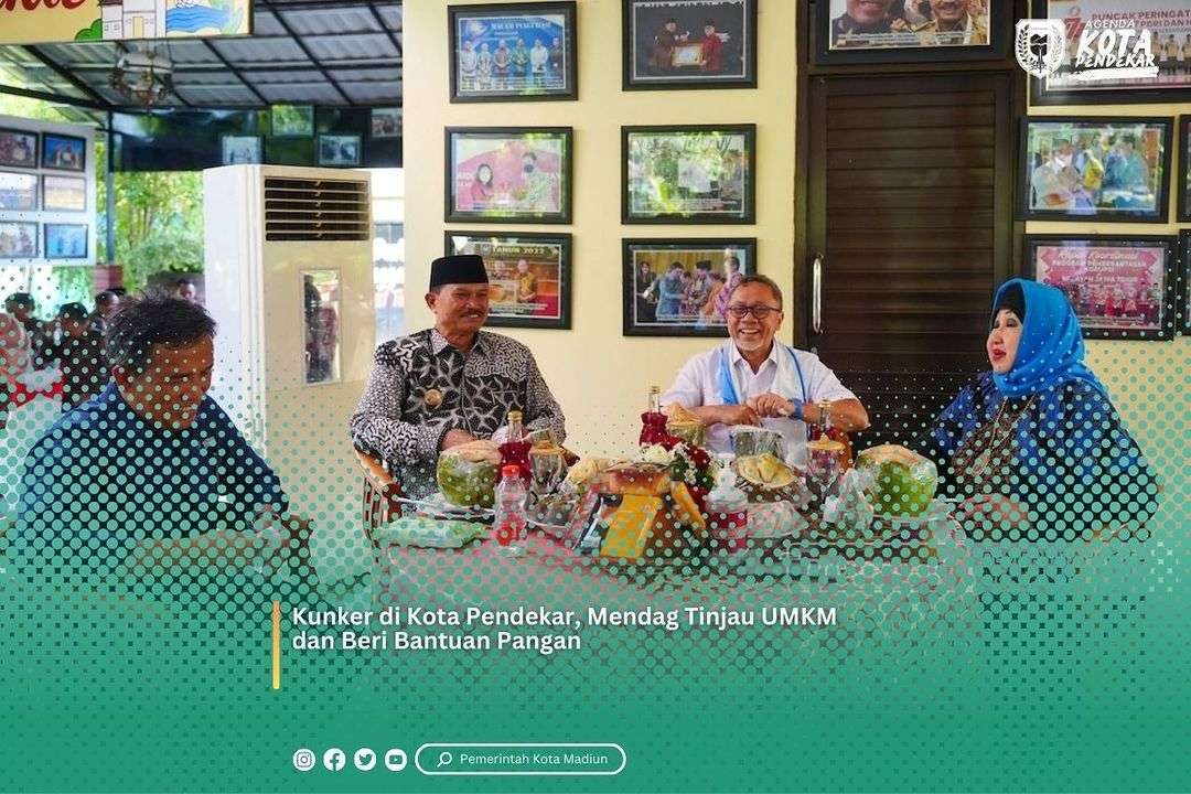 Walikota Madiun Maidi dan Menteri Perdagangan (Mendag) RI Zulkifli Hasan di Balai Kota sebelum mengunjungi sejumlah lokasi di Kota Madiun, pada Rabu 11 Oktober 2023. (Foto: kotamadiun)