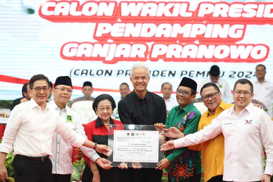 Deklarasi capres-cawapres Ganjar Pranowo dan Mahfud MD, Rabu 18 Oktober 2023. (Foto: Istimewa)