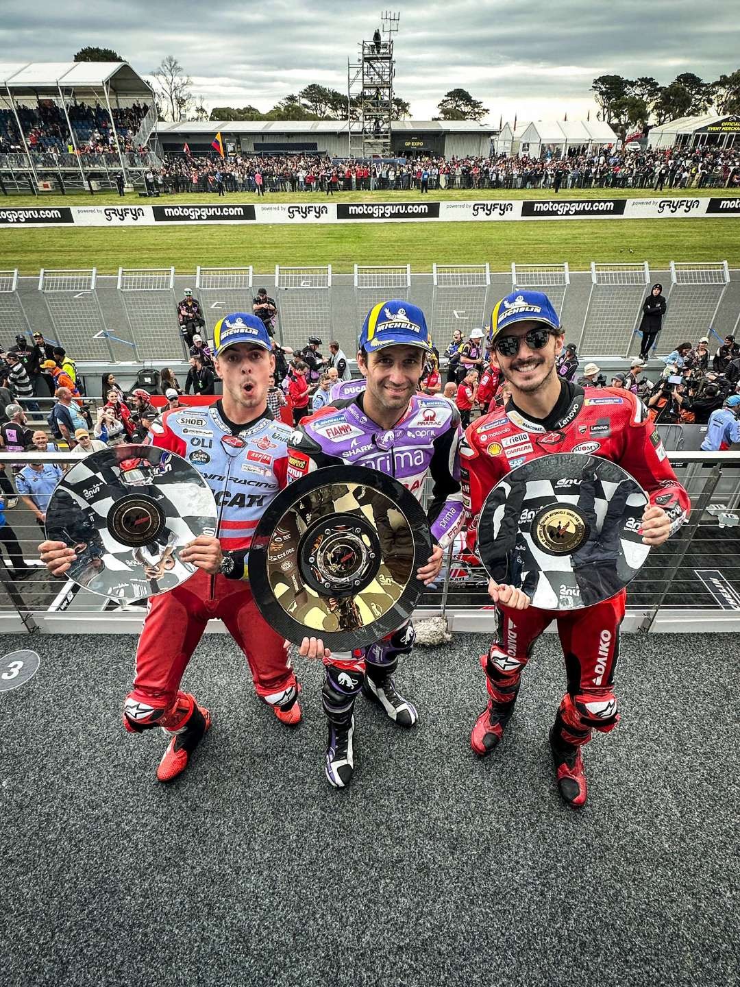 Podium pertama Johann Zarco di MotoGP musim ini, Sabtu 21 Oktober 2021. (Foto: X MotoGP)