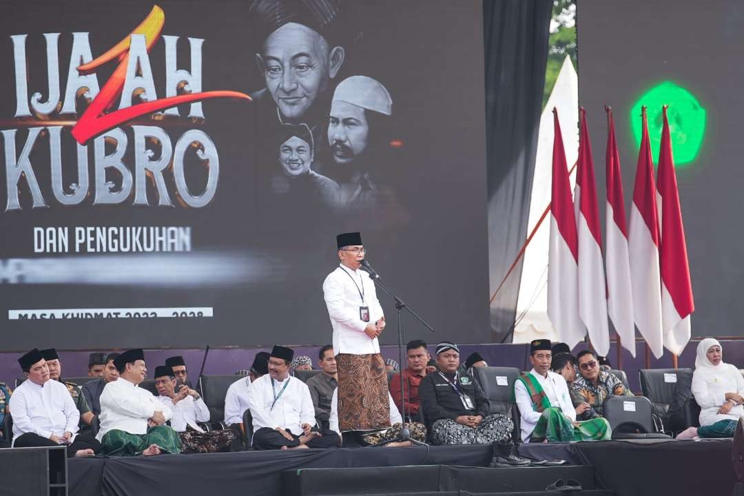 Gus Yahya bersama Presiden dan Pengurus NU lainnya dalam pelantikan pengurus Pagar Nusa periode 5 tahun.(Foto: Istimewa)