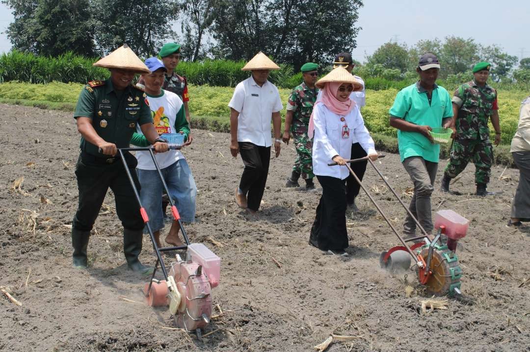 Wakil Bupati Kediri Dewi Mariya Ulfa bersama Dandim 0809 Kediri Letkol Inf Aris Setiawan serta Jajaran Forkopimda mengikuti Kegiatan Gerakan Nasional Ketahanan Pangan Tahun 2023 (Istimewa)