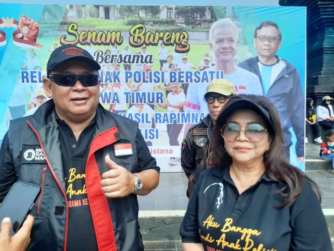 Deputi Kinetik Teritorial TPN, Luki Hermawan dan Ketua Umum Keluarga Besar Putra-Putri (KBPP) Polri, Evita Nursanty. (Foto: Alief Sambogo/Ngopibareng.id)