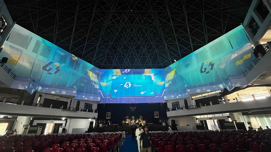 Karya video mapping alumni ITS di Dies Natalis ke 63. (Foto: Ist)