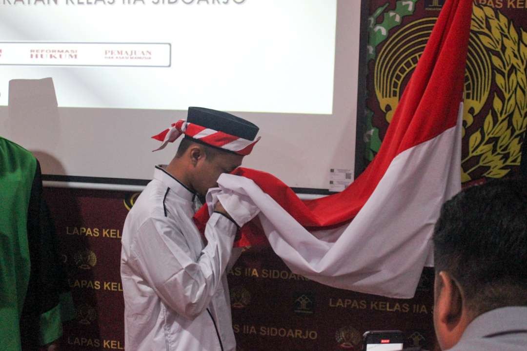 Suherman, napiter asal Merauke berikrar setia NKRI di Lapas Sidoarjo, Jawa Timur. (Foto: Aini Arifin/Ngopibareng.id)