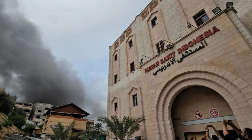 Rumah Sakit Indonesia di Beit Lahiya, Gaza bagian utara, menjadi sasaran bom dan tembakan Israel, sejak Sabtu, 18 November 2023, malam. (Foto: Ant)