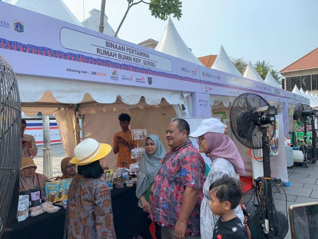 Pertamina pada malam puncak Harvesting Gernas Bangga Buatan Indonesia dan Bangga Berwisata di Indonesia (GBBI-BBWI),  di Taman Fatahilah Kota Tua Jakarta pada Minggu 19 November 2023 malam. (Foto: dok. Pertamina)