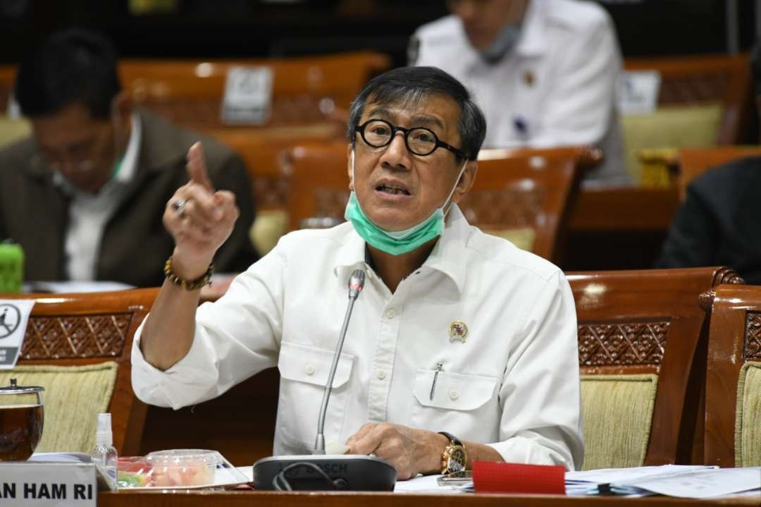 Menteri  Hukum dan HAM Yasonna Y Laoly, dalam sebuah acara di DPR RI. (Foto: dok. kemenkumham)