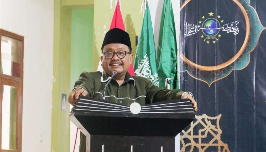 Ketua Pengurus Wilayah Ikatan Sarjana Nahdlatul Ulama (ISNU) Jawa Timur Prof Mas'ud Said  pada pelantikan cabang Kabupaten Mojokerto, Minggu (26 November 2023) di Aula Universitas Abdul Chalim Pacet Mojokerto. (Foto:ISNU Jatim)