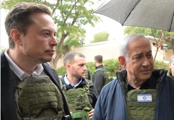 Elon Musk dan PM Israel Benjamin Netanyahu. (Foto: Twitter)