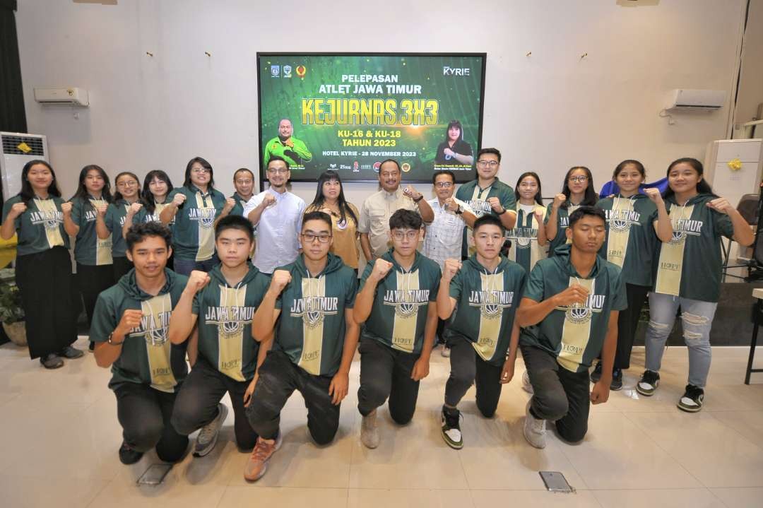 Pelepasan atlet basket Jatim ke Kejurnas 3x3 di Makassar. (Foto: Rizal A/NGopibareng.id)