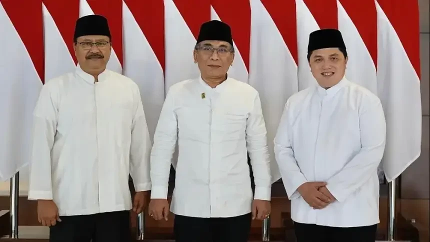 Erick Thohir saat bersama Ketua Umum PBNU KH Yahya Cholil Staquf dan Sekretaris Jenderal PBNU H Saifullah Yusuf. (Foto: instagram erickthohir)