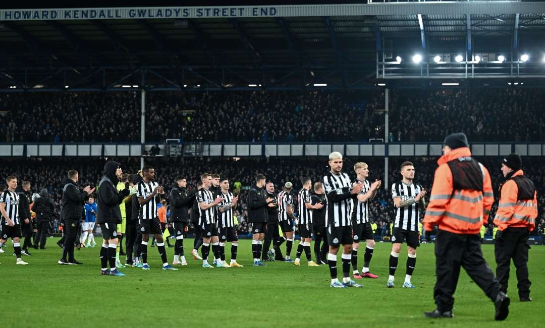 Para pemain Newcastle United sempat terlibat pertikaian di lapangan usai kalah 0-3 dari Everton. (Foto: X/@NUFC)