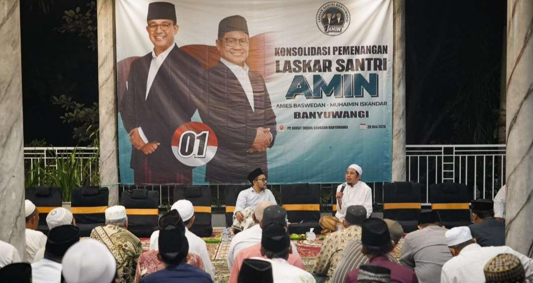 Laskar Santri dari Ponpes Nurut Taqwa, Banyuwangi. (Foto: Tim Media AMIN)