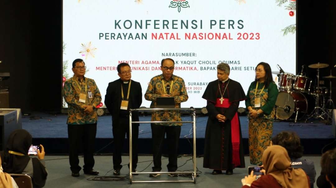 Pemerintah angkat isu perdamaian dalam puncak Perayaan Natal Nasional 2023 dengan tema "Kemuliaan Bagi Allah dan Damai Sejahtera di Bumi".  (Foto: Fariz Yarbo/Ngopibareng.id)