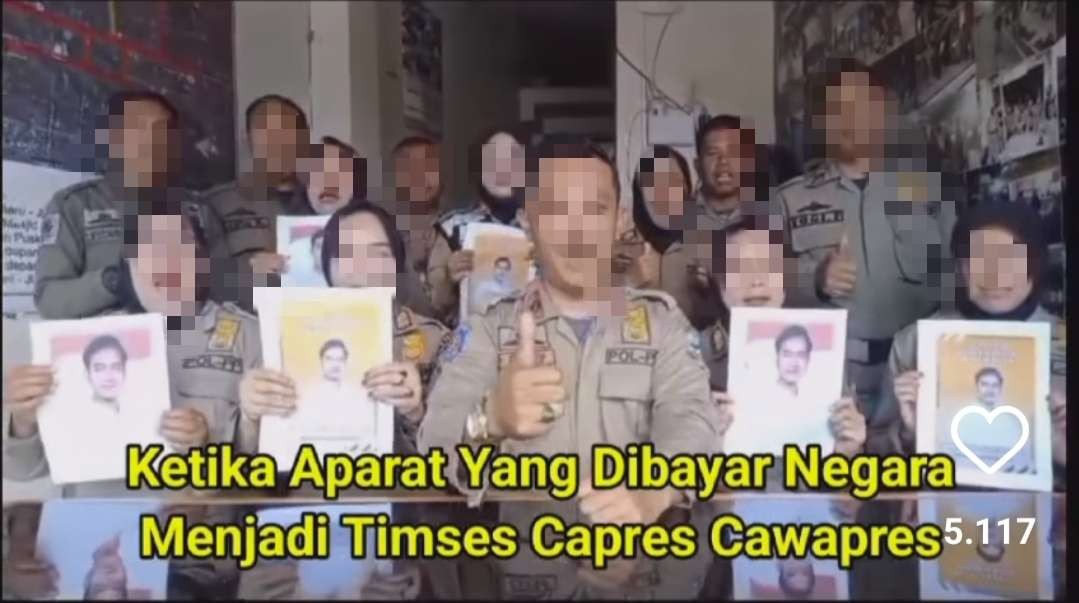 Oknum Satpol PP deklarasi dukung capres. (Foto: X)