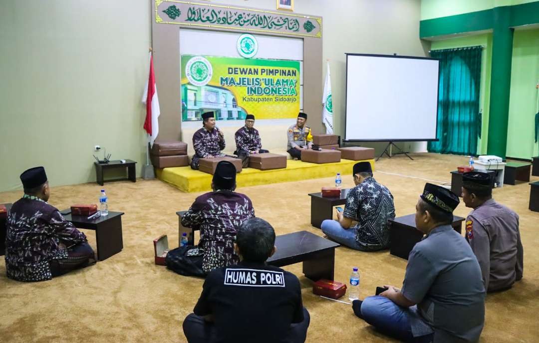 Pertemuan polisi dan dewan MUI di Sidoarjo, jelang Pemilu. (Foto: Aini Arifin/Ngopibareng.id)