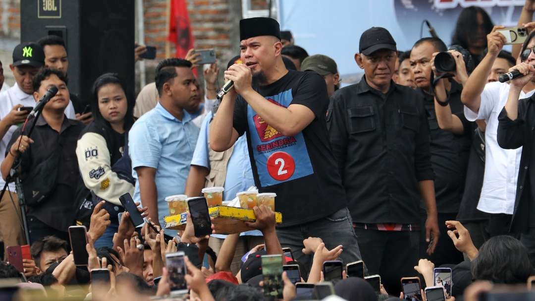 Caleg Partai Gerindra, Ahmad Dhani Prasetyo. (Foto: Fariz Yarbo/Ngoibareng.id)