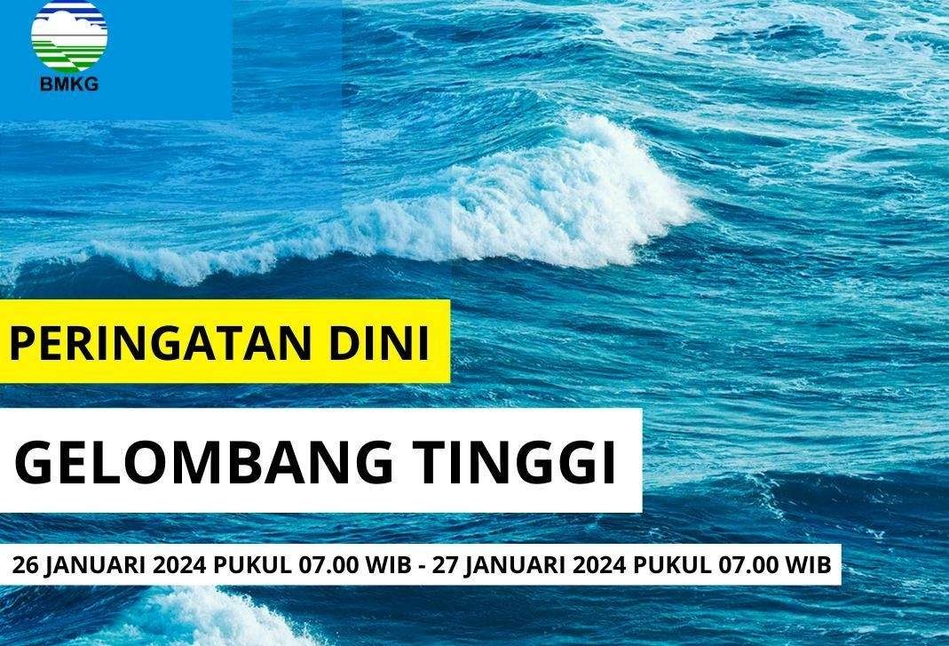 Gelombang tinggi di perairan Indonesia, Jumat hingga Sabtu, 6-7 Januari 2024 pukul 07.00 WIB. (Foto: BMKG Maritim)