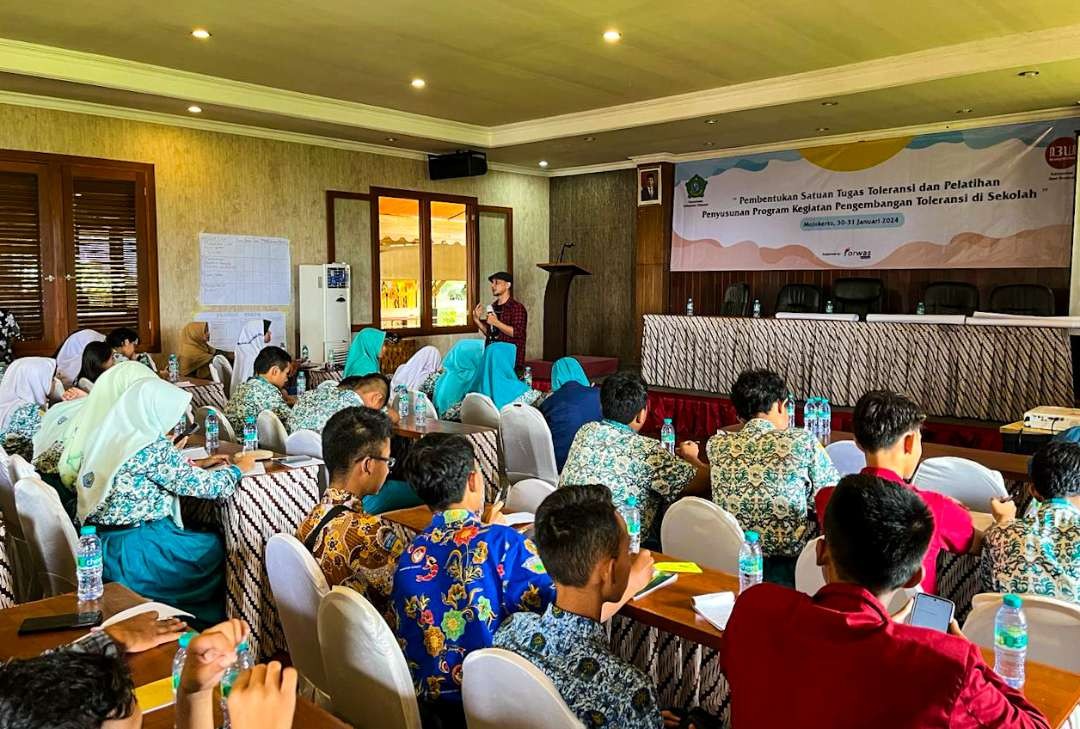 Puluhan siswa di Sidoarjo ikuti pelatihan satgas sekolah toleransi (Foto :Aini/Ngopibareng.id)