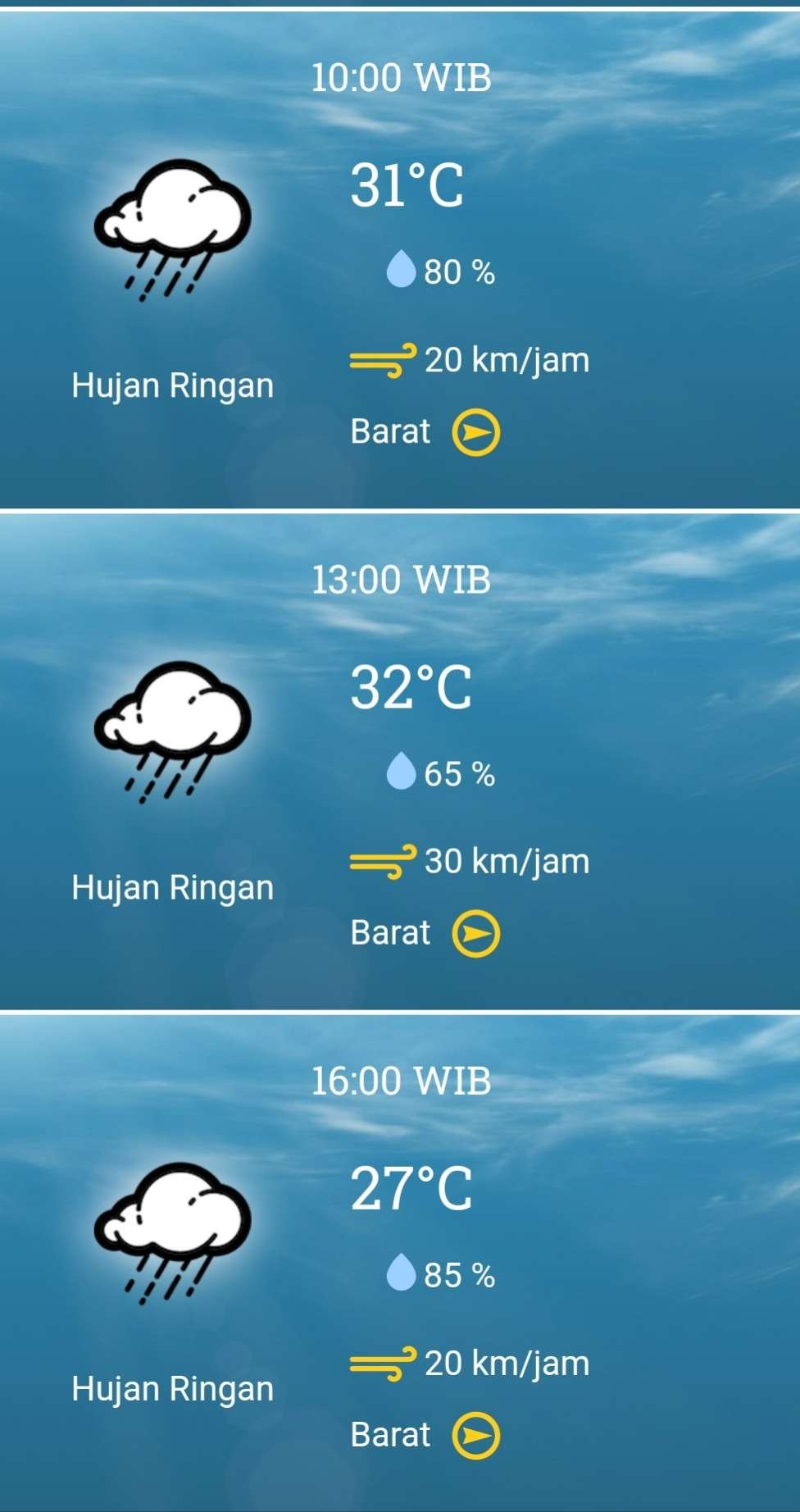 Prakiraan cuaca hujan di Surabaya dan sekitarnya, Senin 5 Februari 2024, pukul 10.00 hingga 16.00 WIB. (Grafis: BMKG)