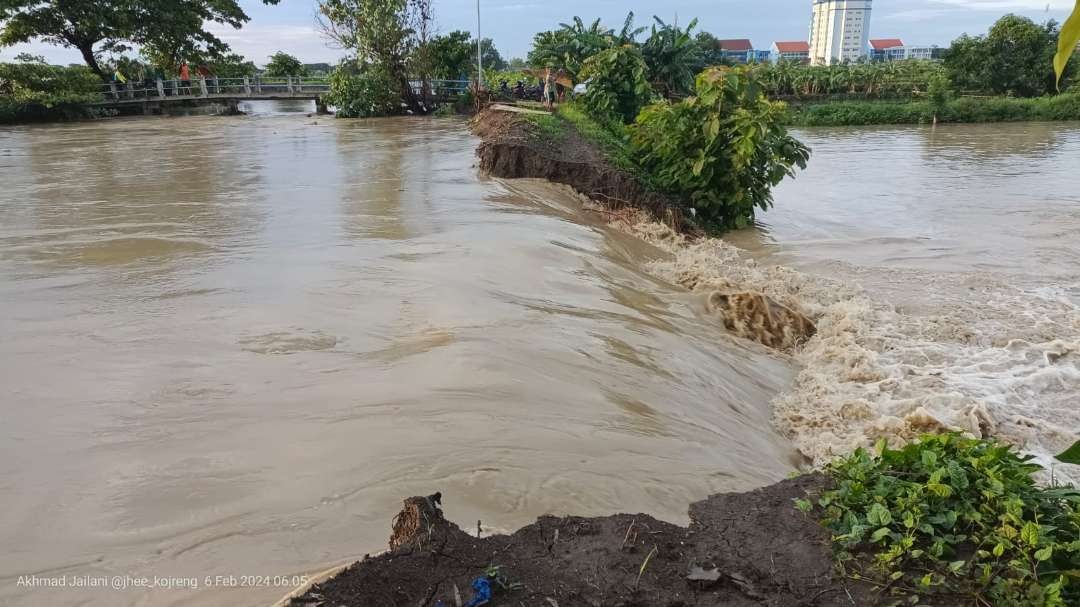 Tanggul Sungai Plalangan, Kecamatan Turi jebol di dua titik. (Foto : Istimewa)