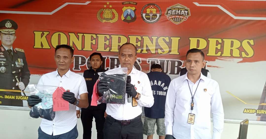 Satreskrim Polres Tuban konferensi pers kasus pencabulan (Foto: Khoirul Huda/Ngopibareng.id)