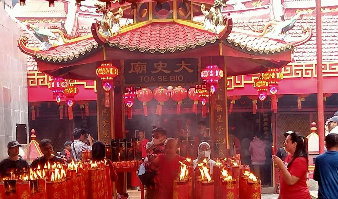 Vihara Toa Se Bio Petak Sembilan Glodok, Jakarta Barat, tak seramai tahun lalu. (Foto: Asmanu Sudharso/Ngopibareng.id)