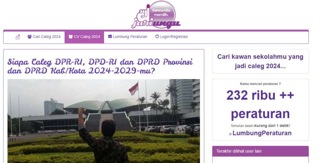 JariUngu juga bisa dipakai untuk mencari identitas para caleg. (Foto: Tangkapan layar)