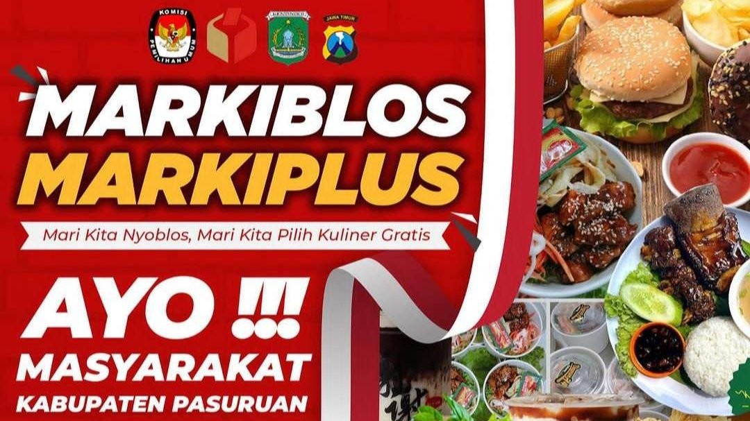 Program "MARKIBLOS MARKIPULS (Mari Kita Nyoblos, Mari Kita Pilih Kuliner Gratis) Polres Pasuruan, usai nyoblos tunjukkan tinta biru di jari, Rabu 14 Februari 2024. (Foto: Instagram @polrespasuruanofficial)