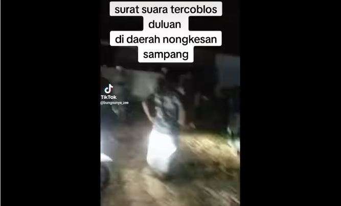 Tangkapan layar, viral surat suara di Sampang sudah tercoblos, adalah HOAX. (Foto: Tangkapan Layar)