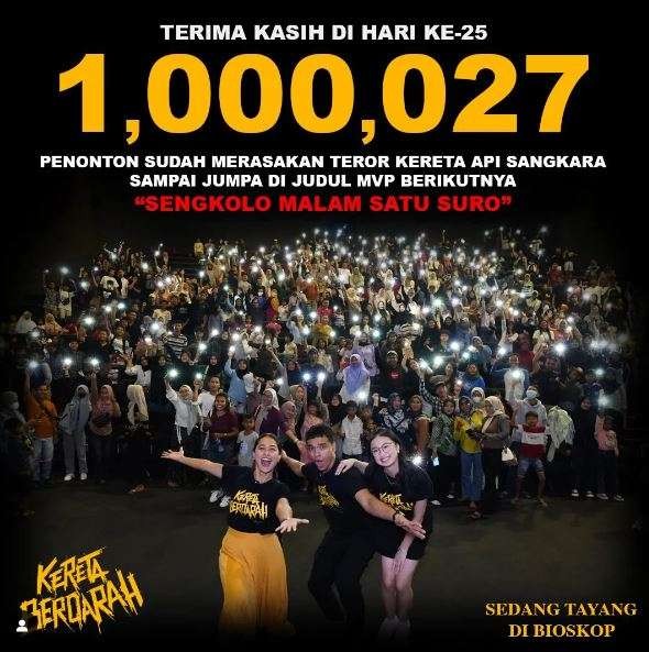 Jumlah penonton film horor Kereta Berdarah tembus 1.000.027. (Foto: Instagram)