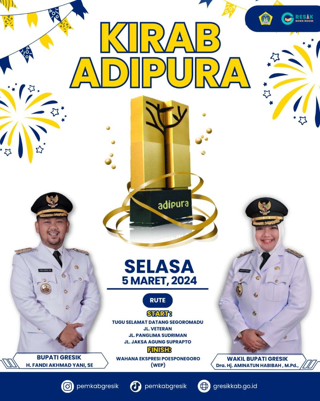 Kirab Adipura Kabupaten Gresik, Jawa Timur, Selasa 5 Maret 2024 pukul 15.30 WIB. (Foto: Instagram @pemkabgresik)