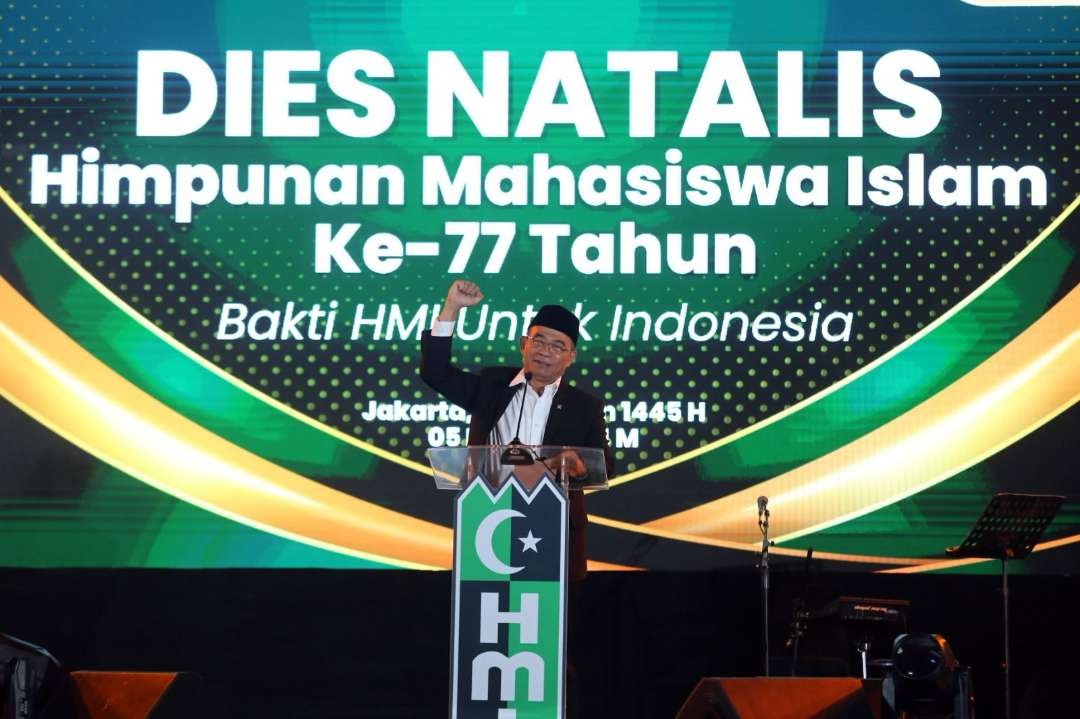 Menko PMK, Muhadjir Effendy menghadiri Dies Natalis Himpunan Mahasiswa Islam (HMI) ke-77 Tahun. (Foto: Kemenko PMK)