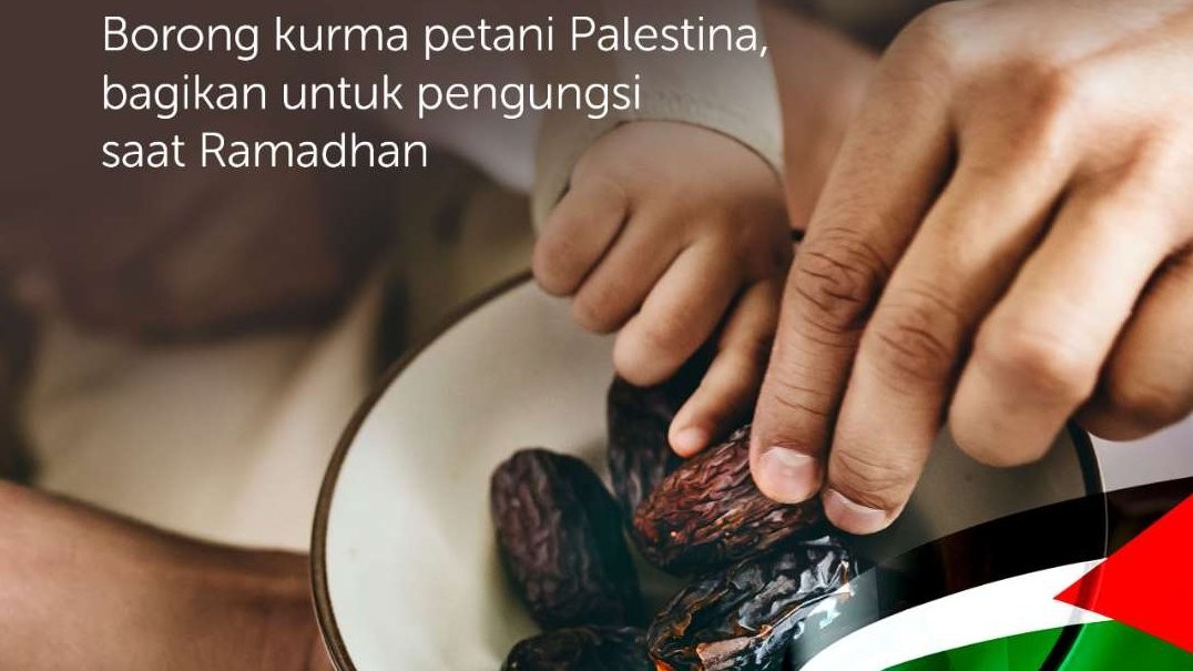 Seruan untuk memborong kurma Palestina, dan boikot produk Israel. (Foto: X Rumah Zakat)