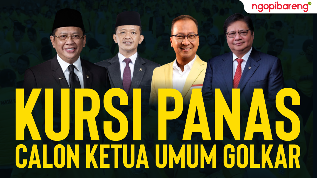 Kursi panas calon Ketua Umum (caketum) Partai Golkar. (Ilustrasi: Chandra Tri Antomo/Ngopibareng.id)