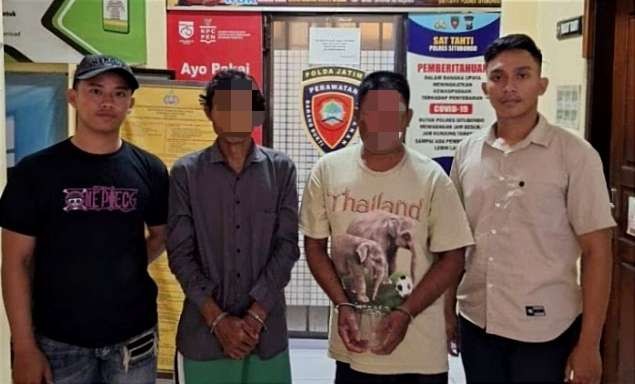 Dua warga Bondowoso dibekuk polisi karena melakukan curanmor di Situbondo. (Foto: Guido/Ngopibareng.id)