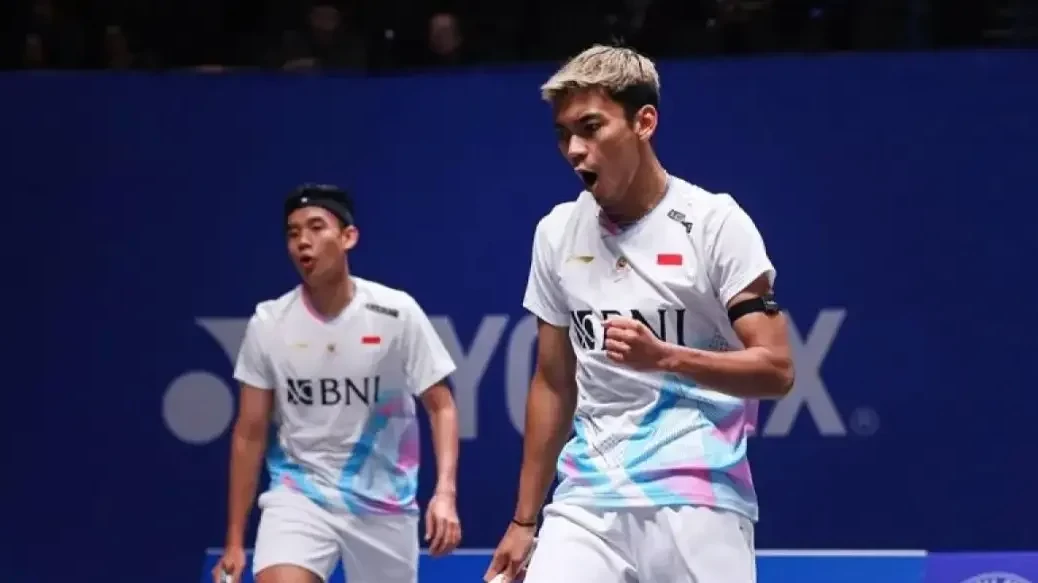 Ganda putra Indonesia Bagas Maulana/Muhammad Shohibul Fikri memastikan tempat di babak final turnamen BWF Super 300 Swiss Open 2024. (Foto: PBSI)