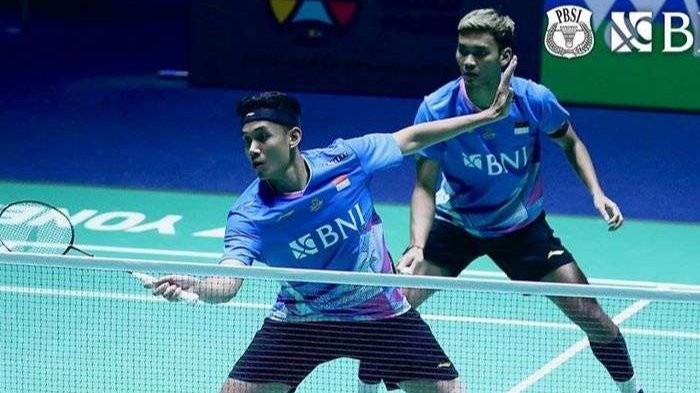 Muhammad Shohibul Fikri/Bagas Maulana harus puas jadi runner-up Swiss Open 2024 usai kalah dari pasangan Inggris Ben Lane/Sean Vendy. (Foto: PBSI)