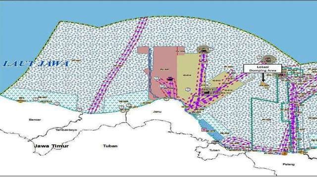 Ilustrasi tulisan Gempa Tuban VS Area Dumping. Dumping area di perairan Tuban beririsan dengan pusat lokasi  gempa Tuban dan Bawean. (Foto: Ngopibareng.Id/Oki)