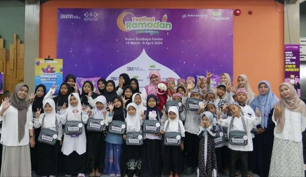 LAZISNU PWNU Jatim bermitra Pegadaian Area Surabaya 1 gelar aksi sosial peduli anak yatim. (Foto:LAZISNU)