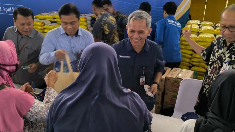 BI Kediri Gelar bazar pangan murah Dan Penukaran Pecahan Uang Baru (Foto: Fendi Lesmana/ngopibareng. Id)